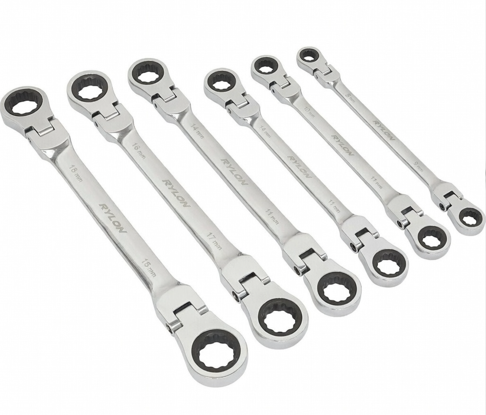 72-tooth Metric Flexible Head Double Ring Ratchet Spanner Set 6