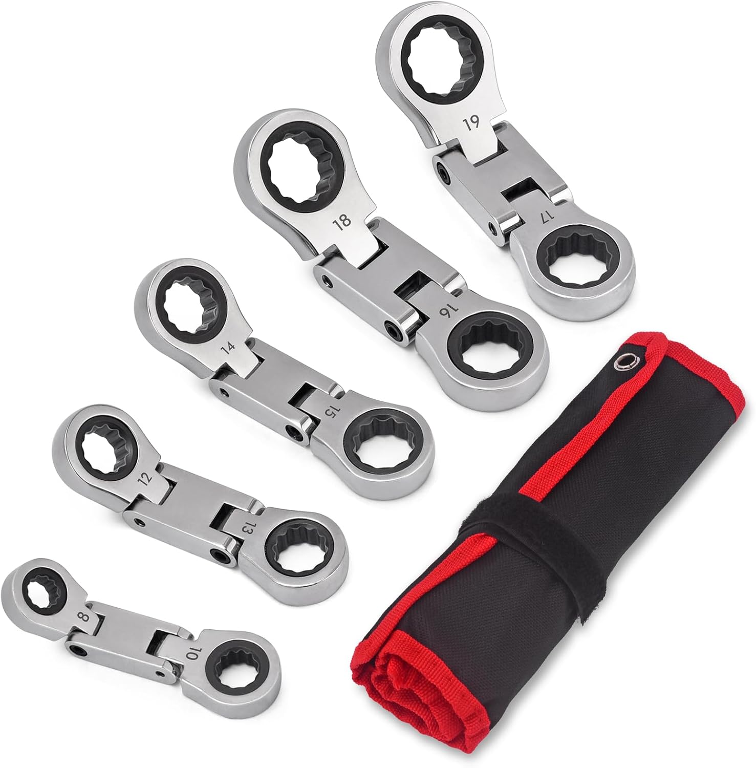Stubby Wrenches Set, 72-Tooth Flex Head Ratcheting Wrench Set