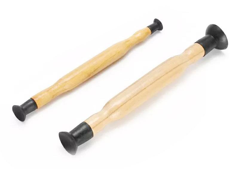 2 Pcs Double Cup Wooden Handle Valve Lapper Tool Set