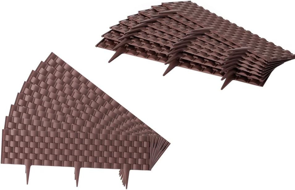 Set of 8 Pcs Decorative Rattan-Inspired Plastic Landscape Edging and Garden Fence Borders