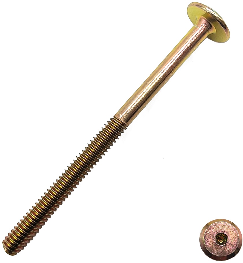 Yellow Zinc Flat Head Socket Hex Furniture Screw