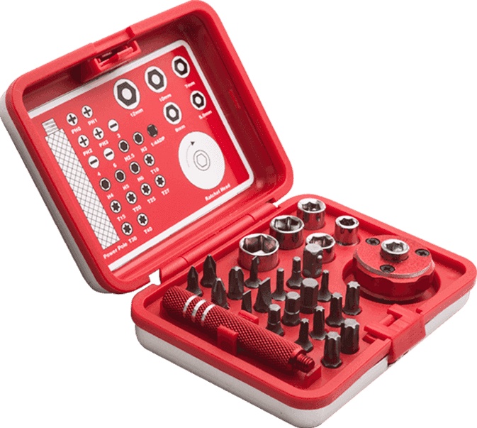 27pcs Stubby Ratchet Screwdriver & Sockets Set