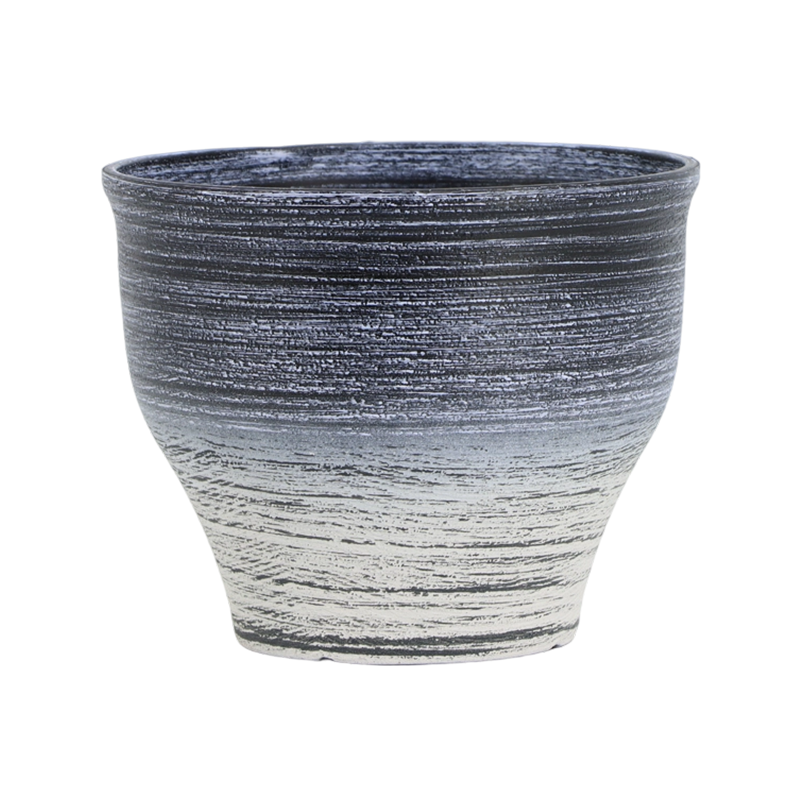 Barrel Two-Tone Sandblast Flower Pot