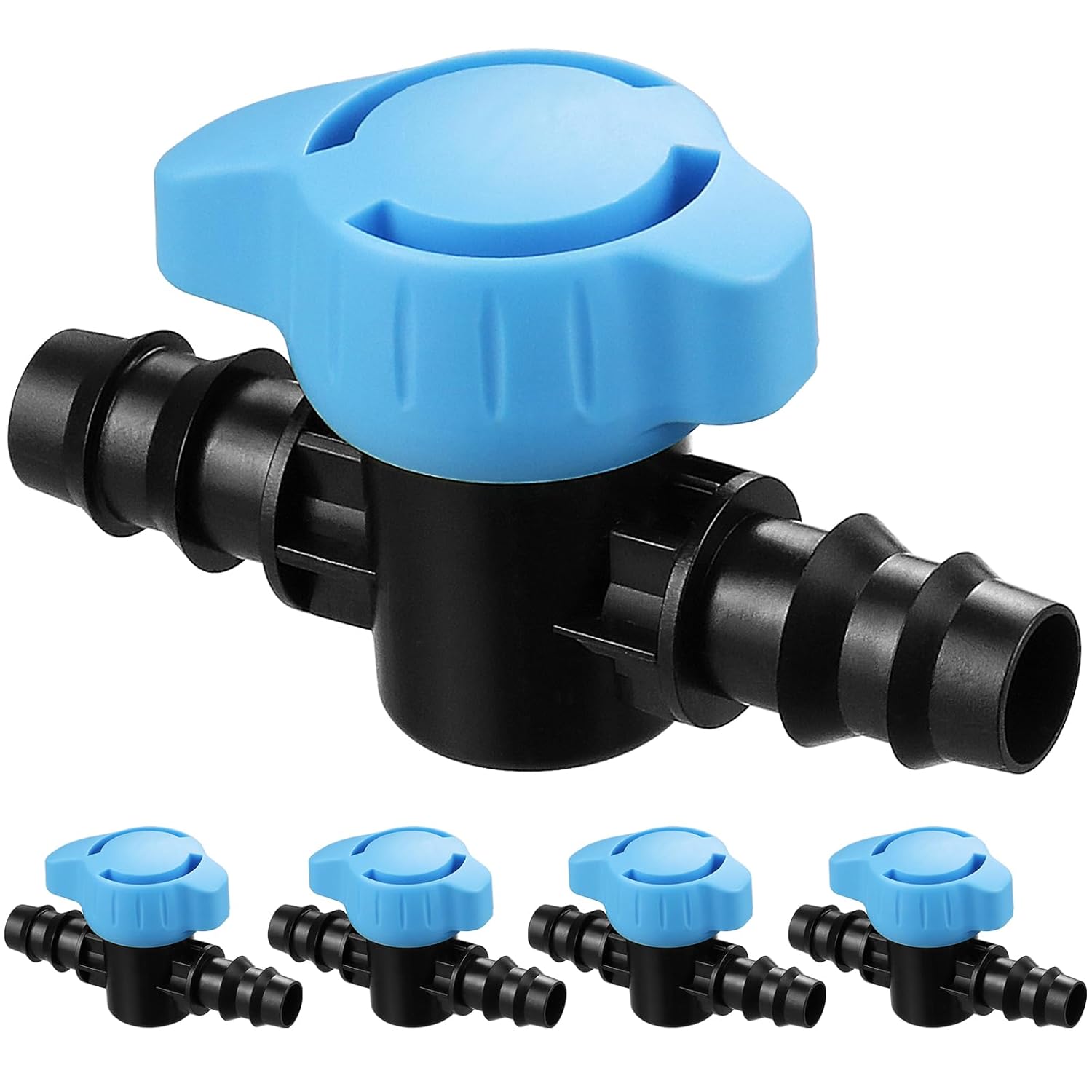 Drip Irrigation 1/2” Switch Valve:5 Pack Drip Line 1/2 Inch Shut Off Valve Fits of 1/2 Inch Drip Irrigation Tubing (.570-.620” ID) for Garden Lawn Irrigation System 5P 16mm Valve