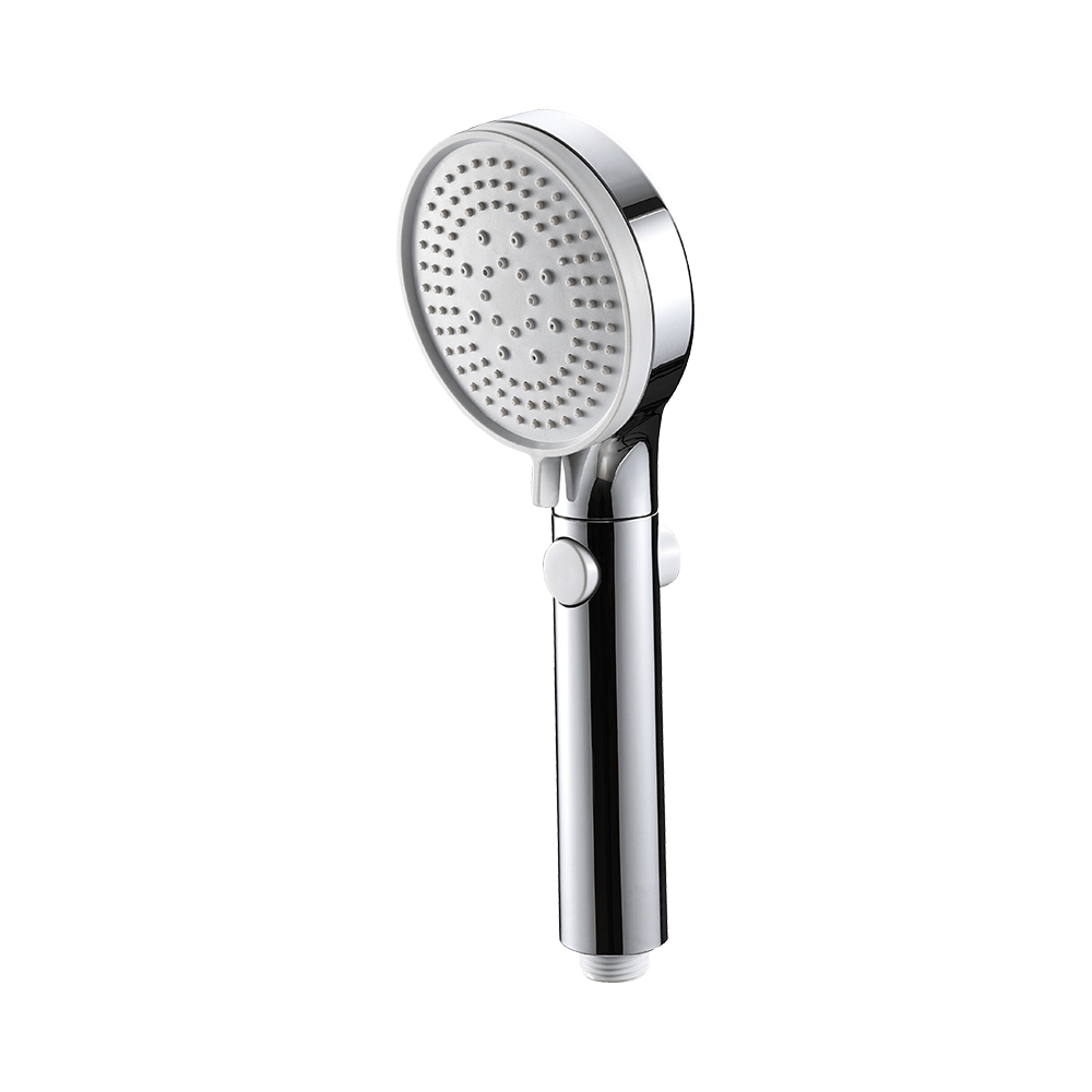 90mm 5 Function Chromed With White Face Stop Function Hand Shower