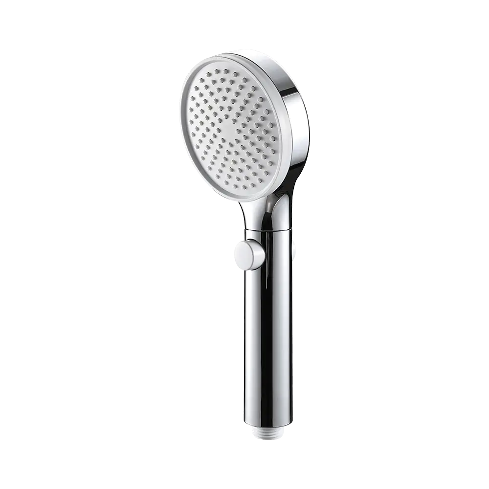 90mm Single Function Chromed With White Face Stop Function Bathroom Hand Shower