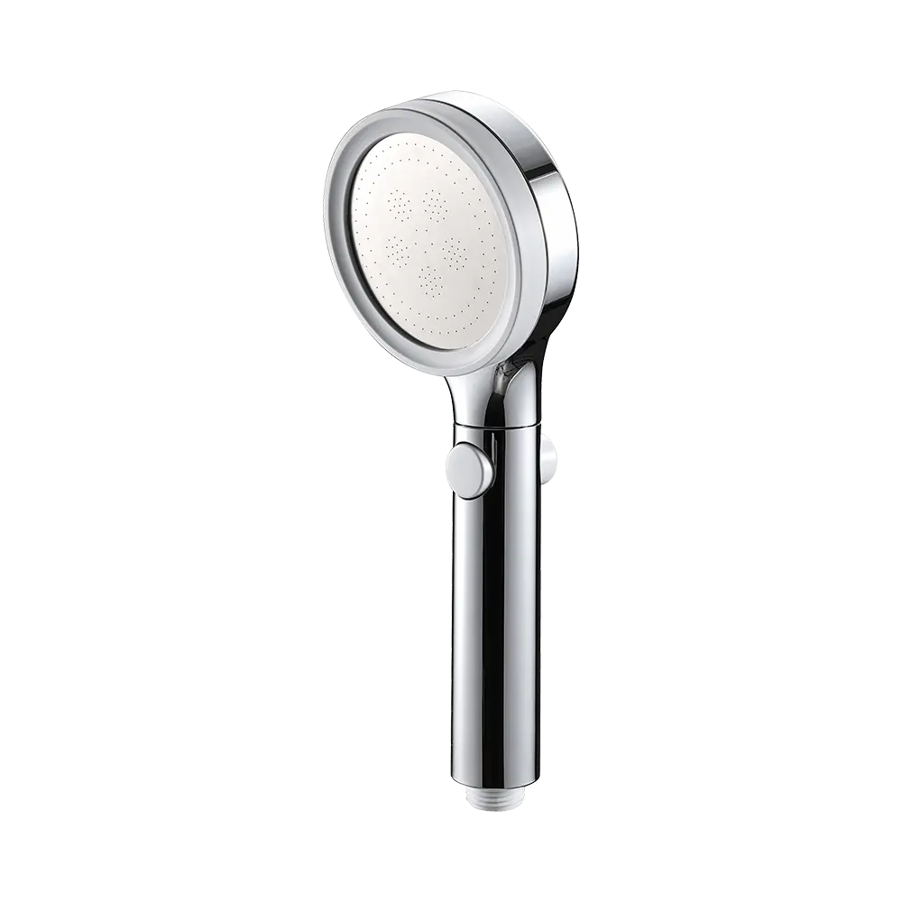 90mm Round Single Function Chromed With White Face Stop Function Round Hand Shower